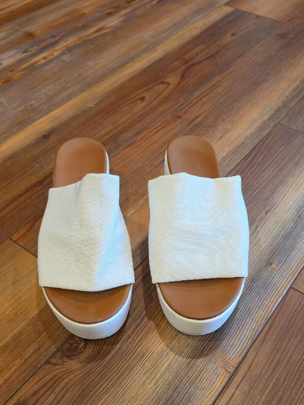 Madden Girl White Platform Slide Sandals
